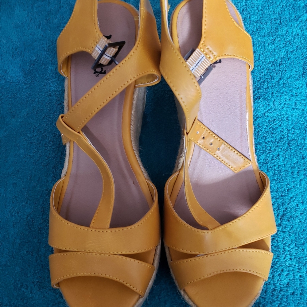 Vibrant Yellow Mudd Shoes with Geometric Straps